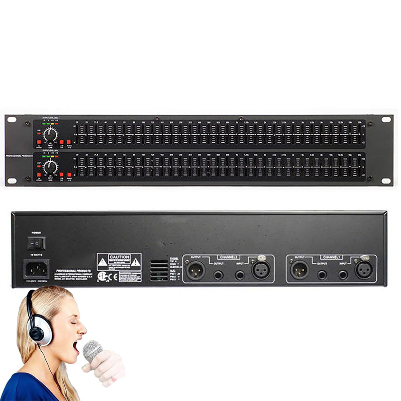 Ecualizador gráfico estéreo de 31 bandas con ajuste de audio profesional de doble canal para rendimiento doméstico y escénico