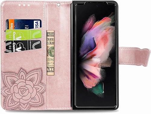Miniatura 3 de Funda tipo cartera para Samsung Galaxy Z Fold 5, con purpurina de cristal y soporte para tarjetero, funda de cuero con tapa para teléfono, funda
