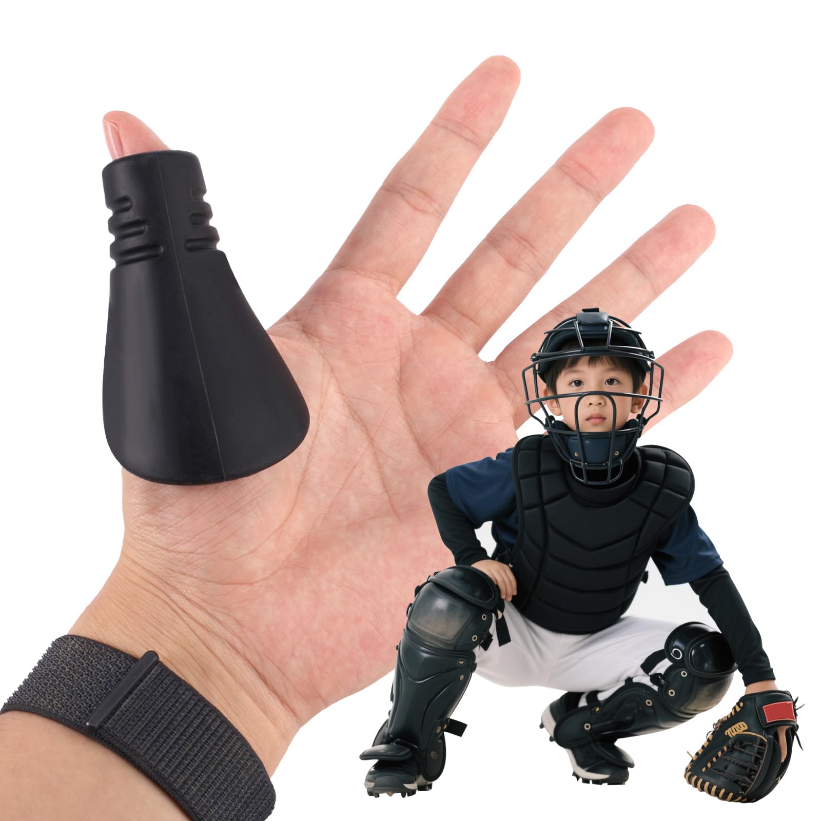 Lyreh Catcher's Thumb Guard for Baseball & Softball, Silicone Baseball Thumb Protector Catcher Training Gear Left/Right Hand Compatible for Reducing Palm Hand Injury(Medium/Kid)