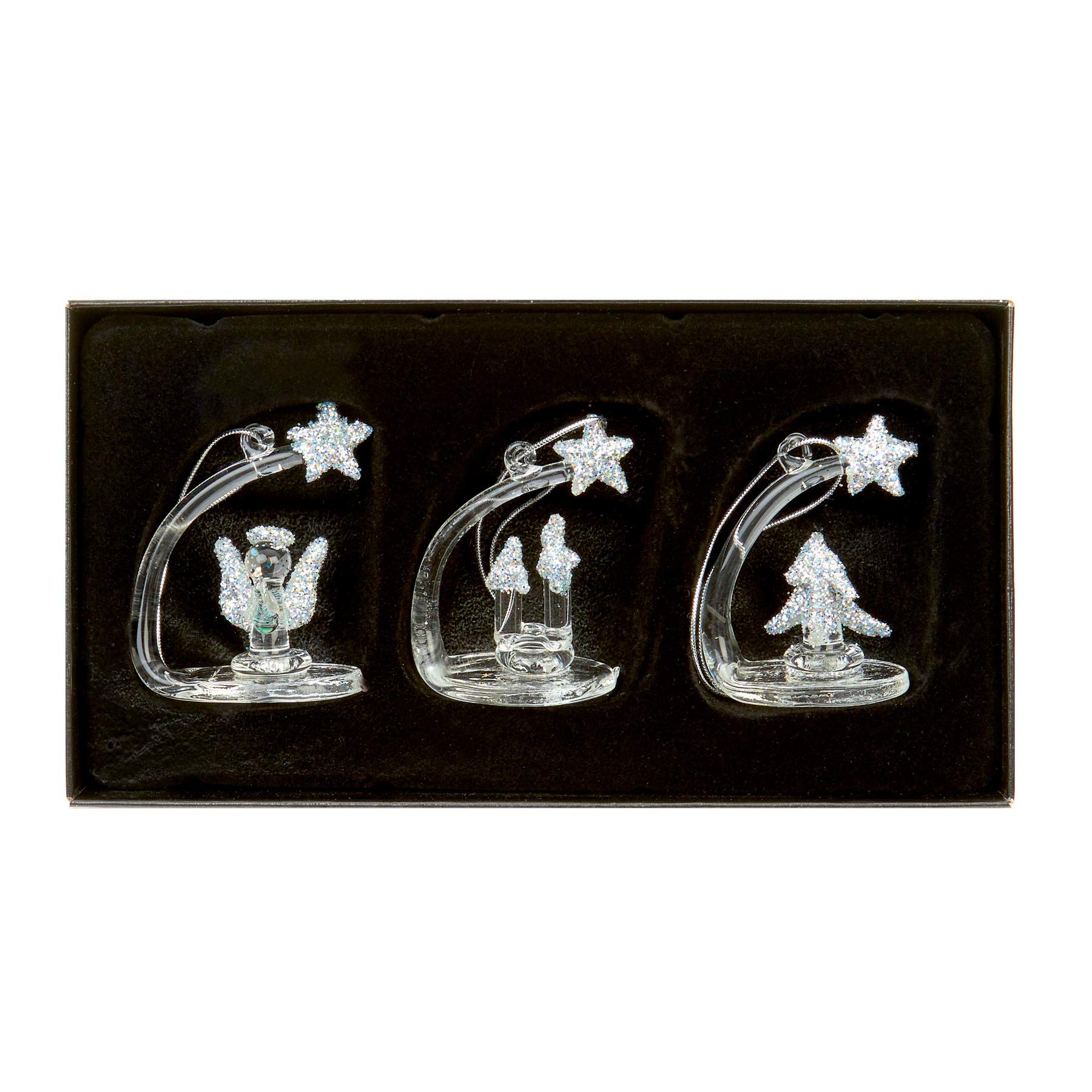 Glass Christmas Tree Decoration (3 Angel, Candle and Tree 6077)