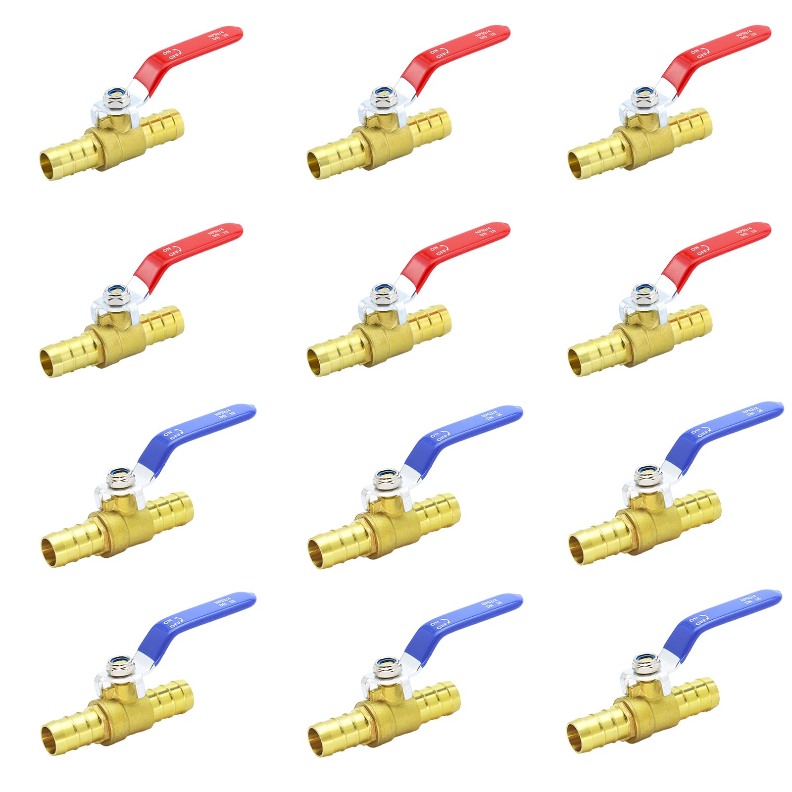 Photo 1 of 3/4 Inch PEX Ball Valves,12 Pcs PEX Brass Full Port Shut Off Ball Valve, Brass Full Port Quarter Turn Crimp Pex Valves for Hot and Cold Water