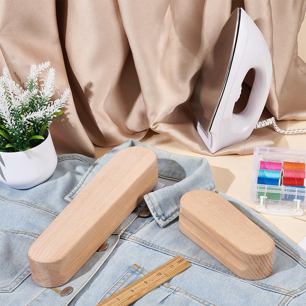 AHANDMAKER 2 Stück Holzklöppel aus Buchenholz, Nähwerkzeug, Dampfbügeleisen, Schneiderklöppel, 6.96 Zoll und 11.9 Zoll