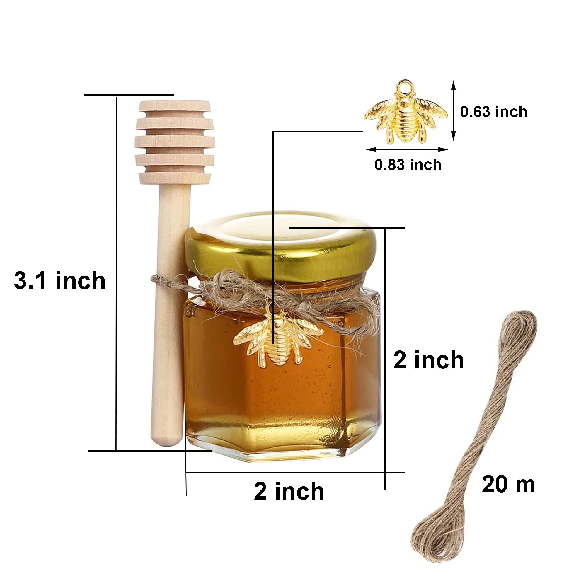 30 Barattoli Vetro Esagonali Per Miele/Marmellata - Con Mestolo Legno E Etichette - Foto 8