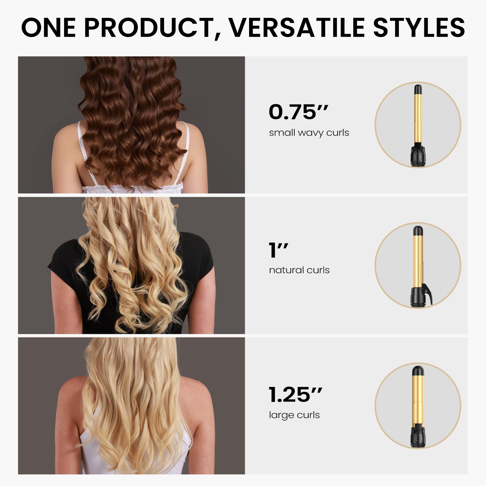 Automatic Rotating Curling Iron Set with 3 Ceramic Barrels
