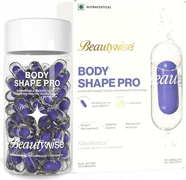 Body Shape Pro, Probiotic Weight Management Capsules, 30/60 Count, with Lactobacillus Gasseri, Bifidobacterium, L-Carnitine for Fat Reduction and Gut Health 60 Capsule