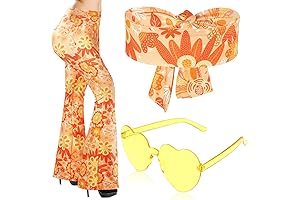 3 Pcs 60s 70s Outfit for Women Hippie Costume Set Disco Flared...
