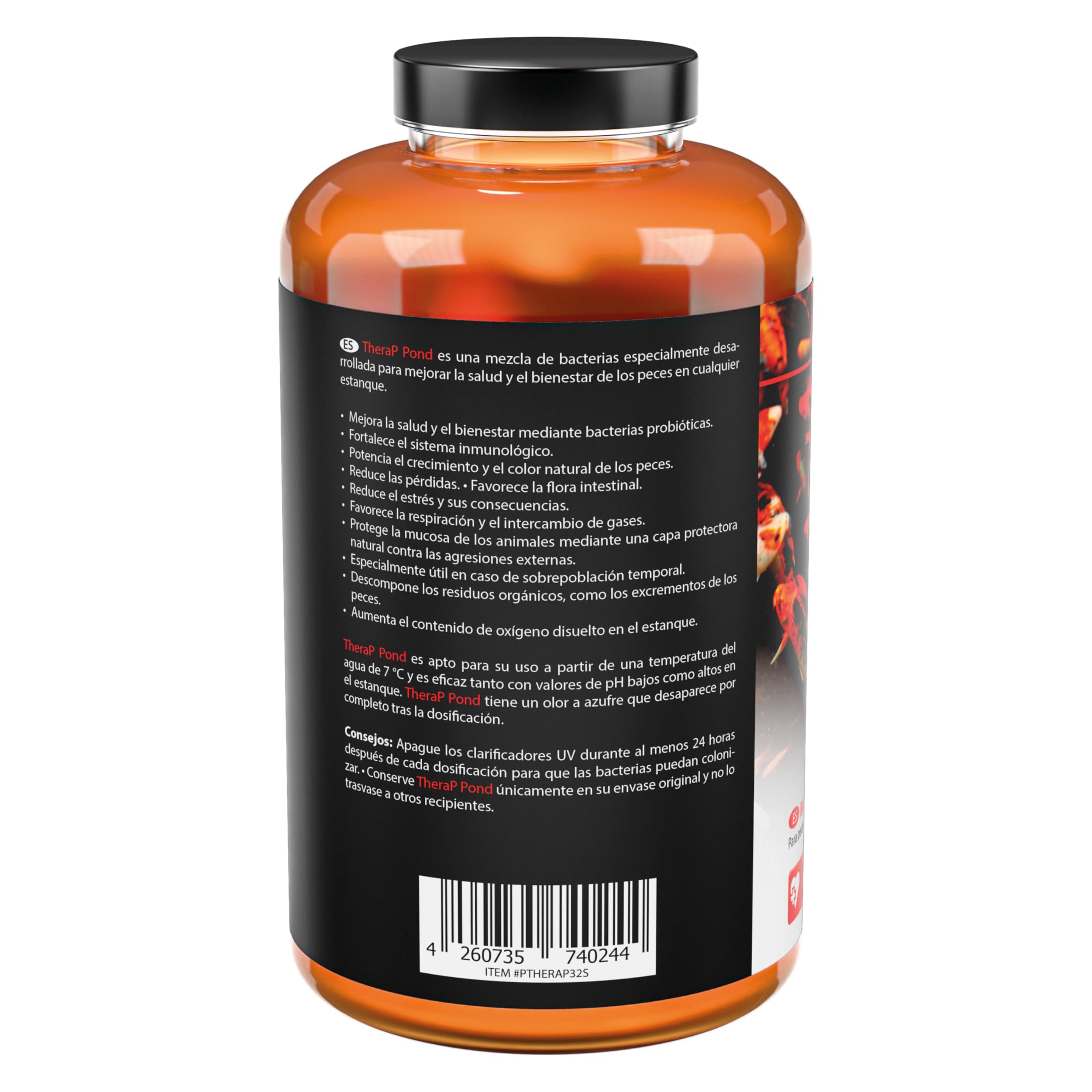 Cuidado Peces Estanque 946 ml - TheraP Probiótico para Koi | probiótico, favorece bienestar, vitalidad, colores vivos, reduce estrés, protege mucosas, peces de estanque, koi