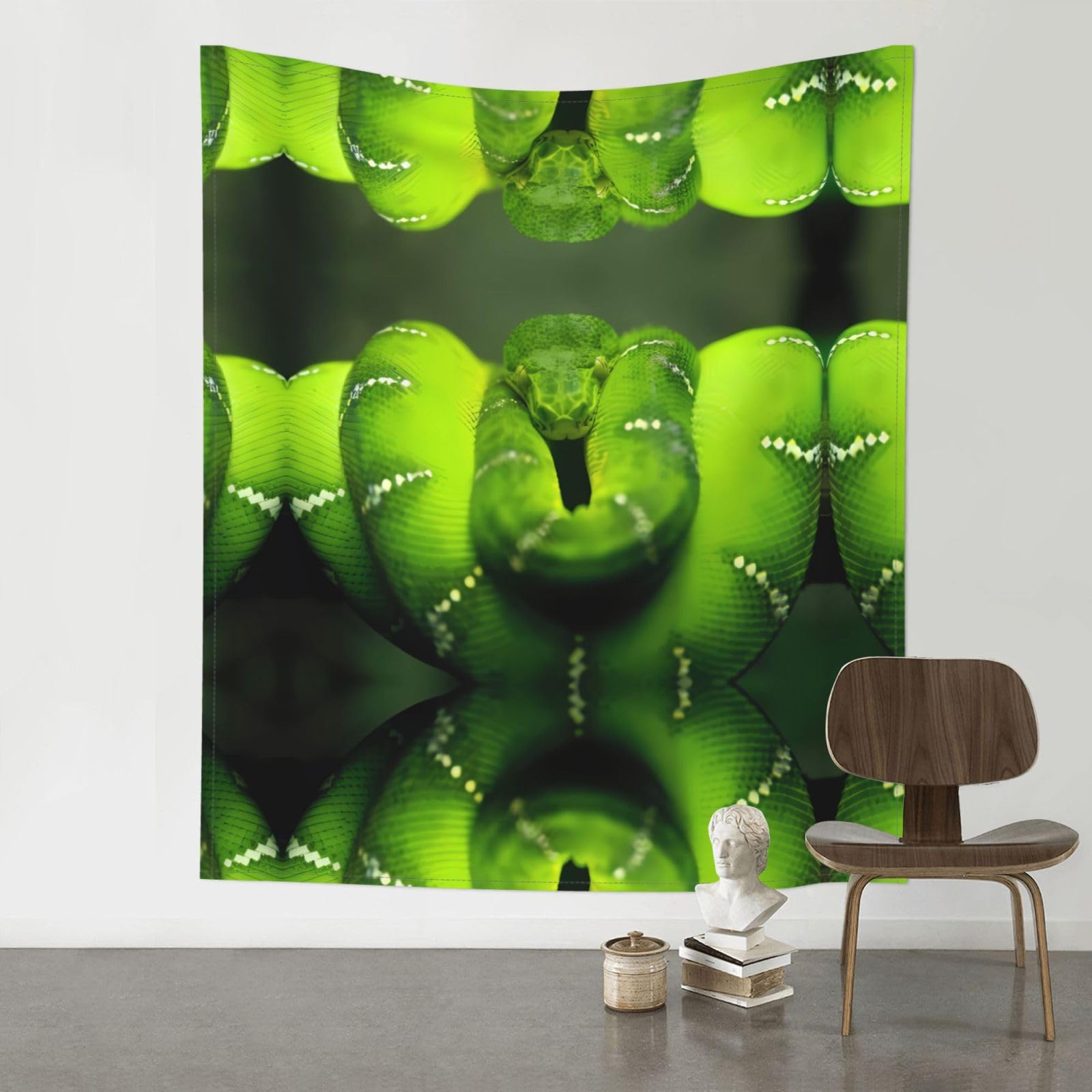 YYHWHJDE Green Snake Prints Wall Tapestry 60x51in - High-Grade Polyester Throw Blanket for Bedroom, Dorm, Beach & Picnic Decor