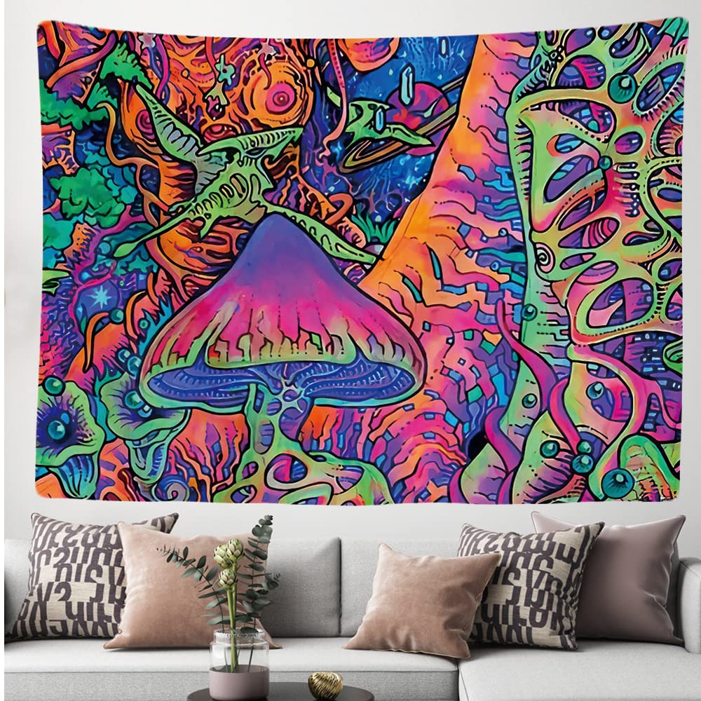 Ulticool, Bedroom Decorative Wall Tapestry, Neon Psychedelic, 200 x 150 cm Large, Fabric Wallpaper, Tapestry Aesthetic Wall - Image 3