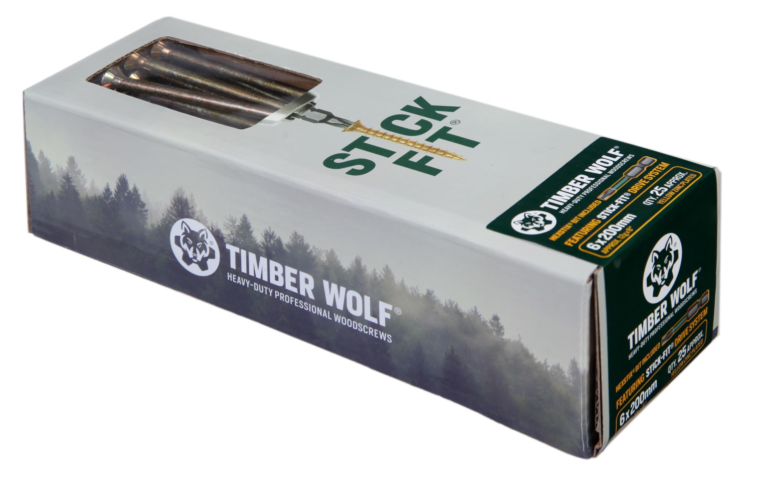 Timber Wolf Zinc & Yellow (Gold) Tw60200 Woodscrews - 6.0 X 200Mm - Box Of 25,