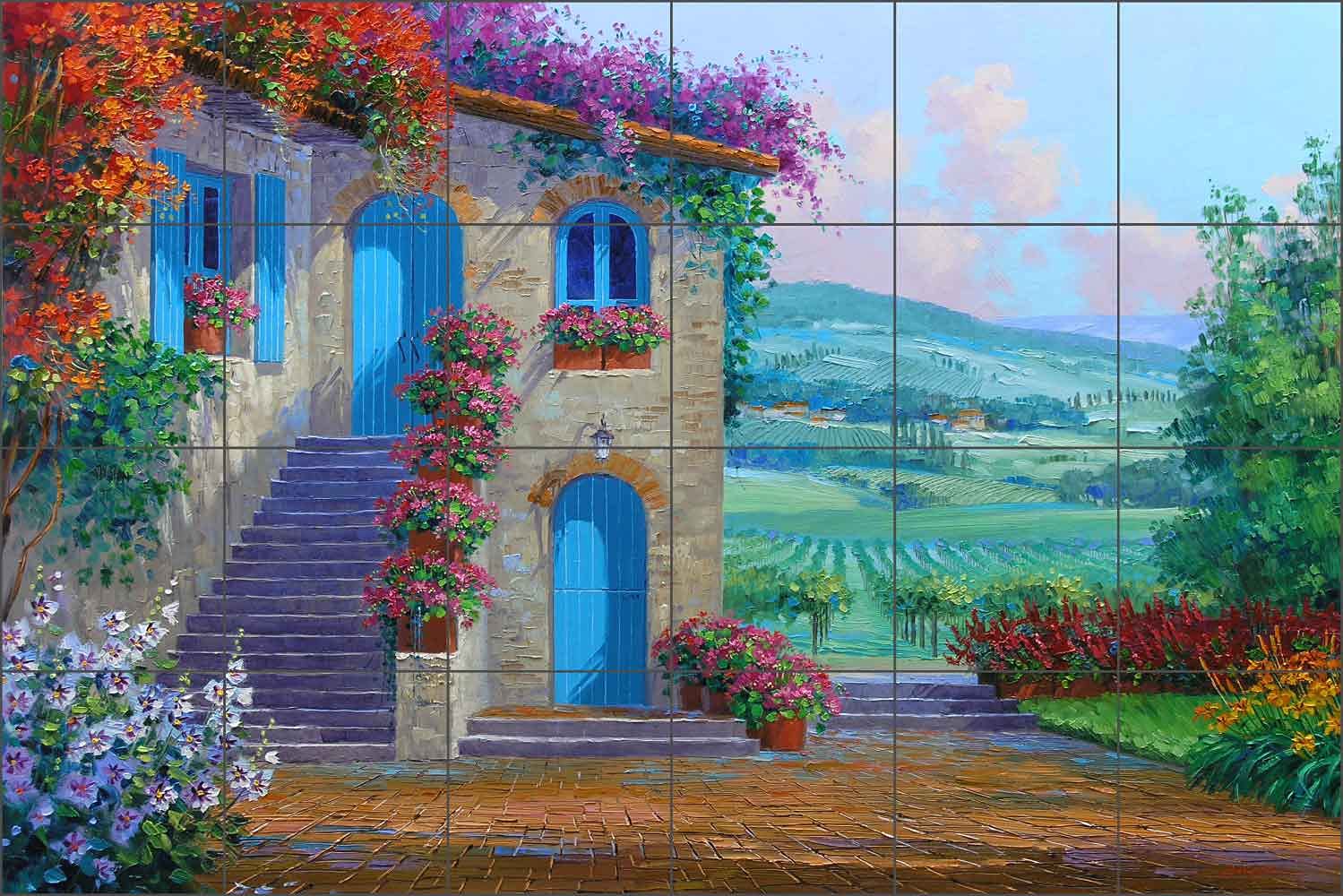 Vineyard Tile Backsplash Quintessential Tuscany by Mikki Senkarik Kitchen Bathroom Shower Ceramic Mural (25.5