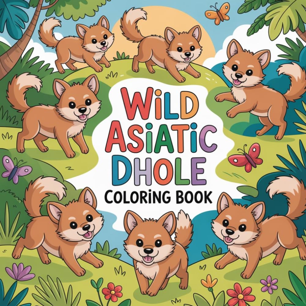 Wild Asiatic Dhole Coloring Book: dhole wild dog relaxation women coloring book, exotic dhole stress relief kids color book, dhole asiatic hunter ... color book, mountain dhole stress relief