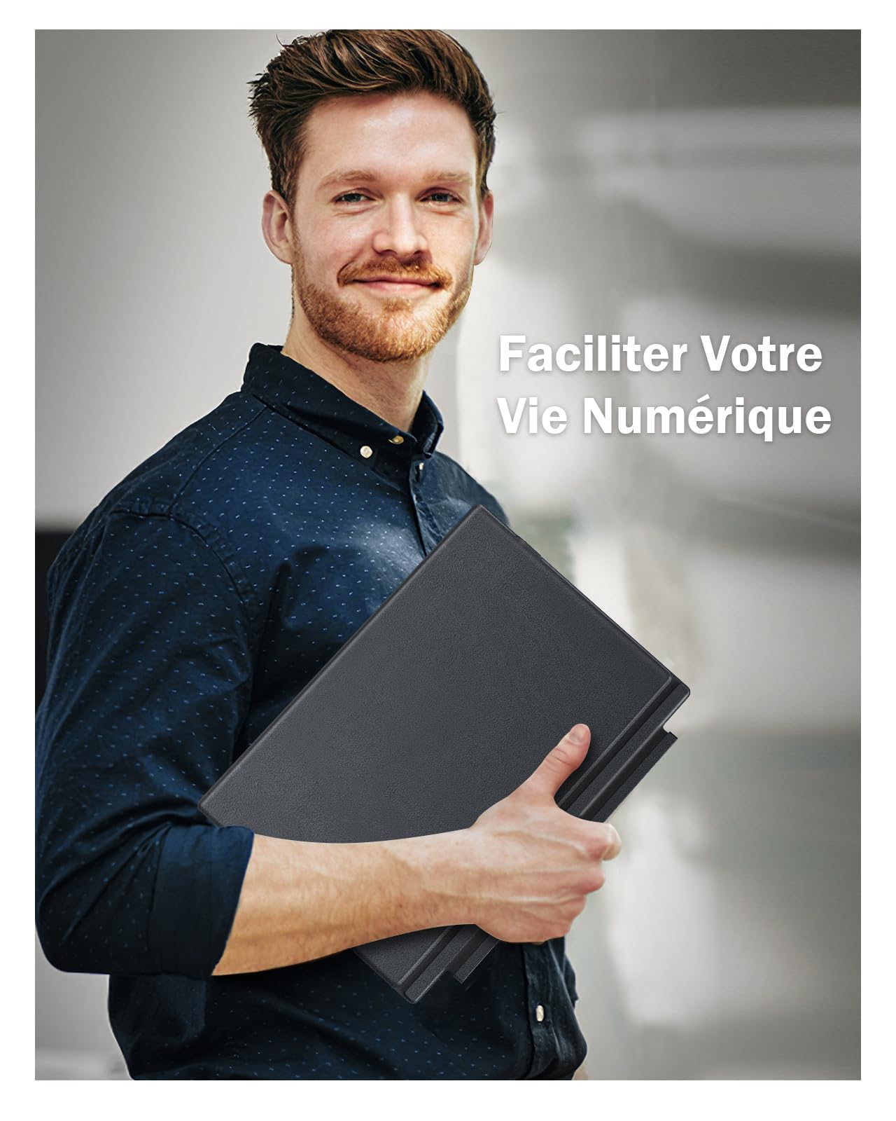 MoKo AZERTY Clavier Français Microsoft pour Surface Pro 7+/7/6/5/4/3,Gris | Bluetooth avec Pavé Tactile, Rétroéclairage LED 7 Couleurs, Batterie Rechargeable
