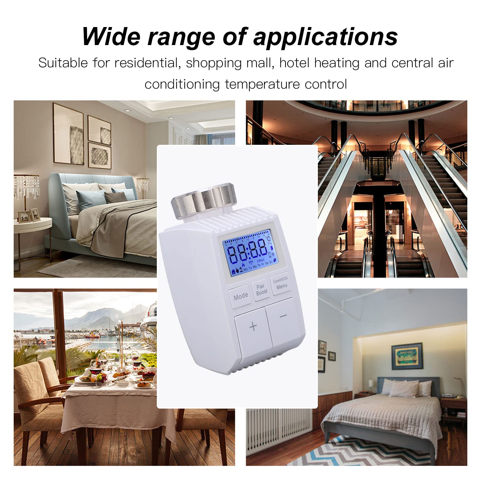 Termostato Radiador, Termostato WiFi, Cabezal Termostatico, Ahorra un 30% Gastos de Calefacción, Control App, Control Voz, 5 Modos Opcionales, Compatible con Home