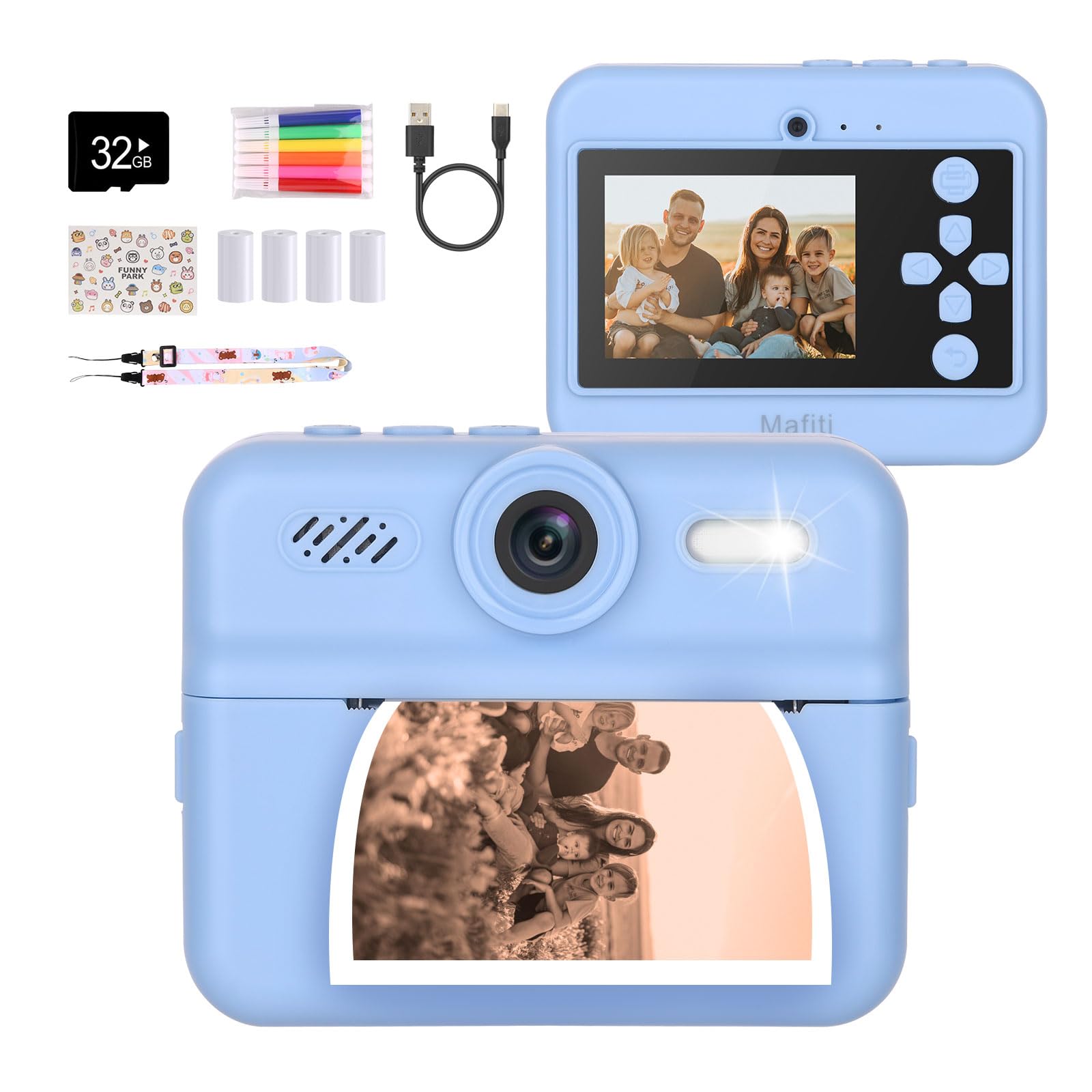 Photo 1 of ***BROKEN, SOLD FOR PARTS*** Mafiti Kids Camera Instant Print, 48MP Digital Camera Selfie 1080P Video with 32G TF Card, Toys Gifts for Girls Boys Aged 3-12 for Christmas/Birthday/Holiday (Blue)