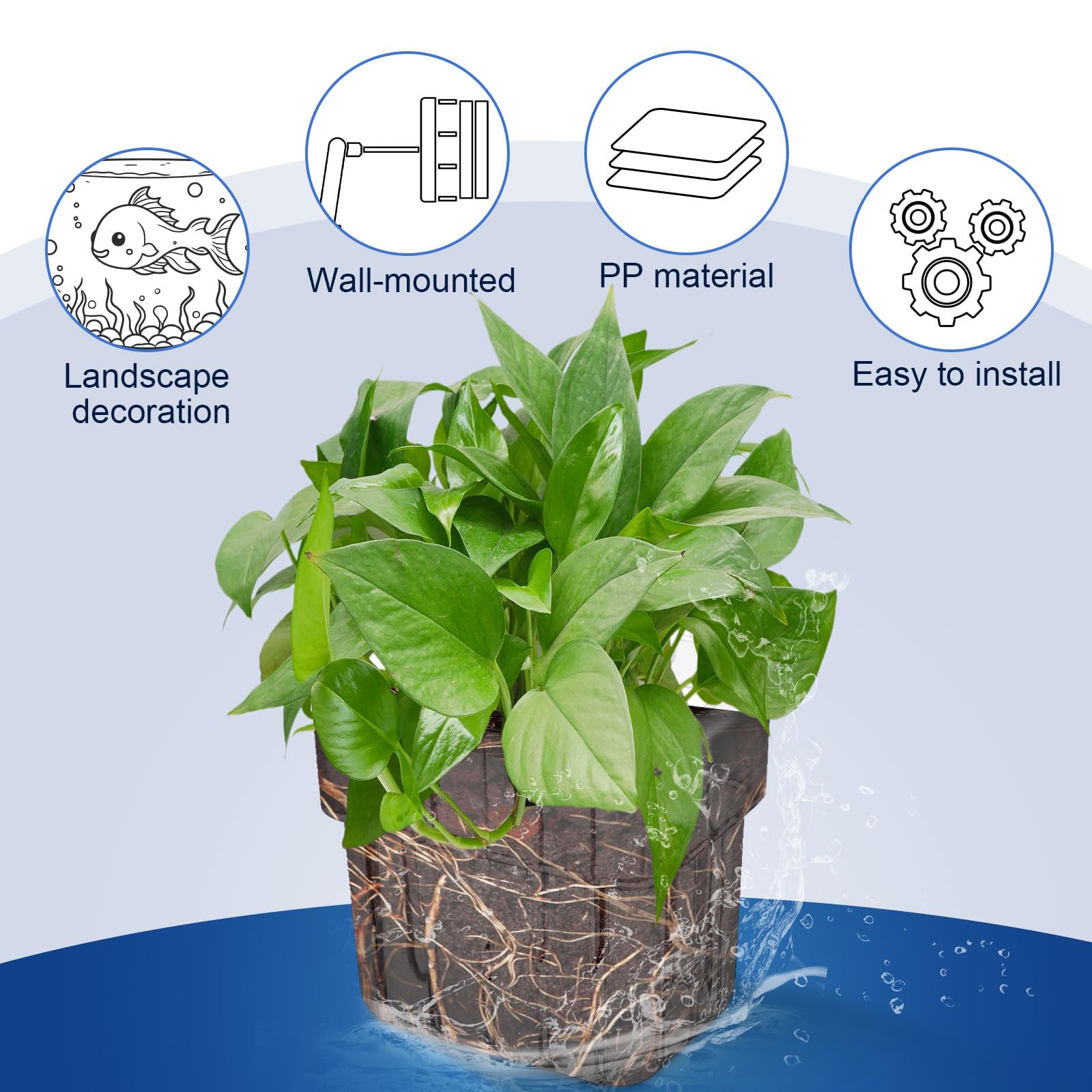 Gosknor 4 Piezas de Soportes para Plantas de Acuario, Macetas de Plástico Transparente con Cesta Colgante para Hidropónicas de Pecera