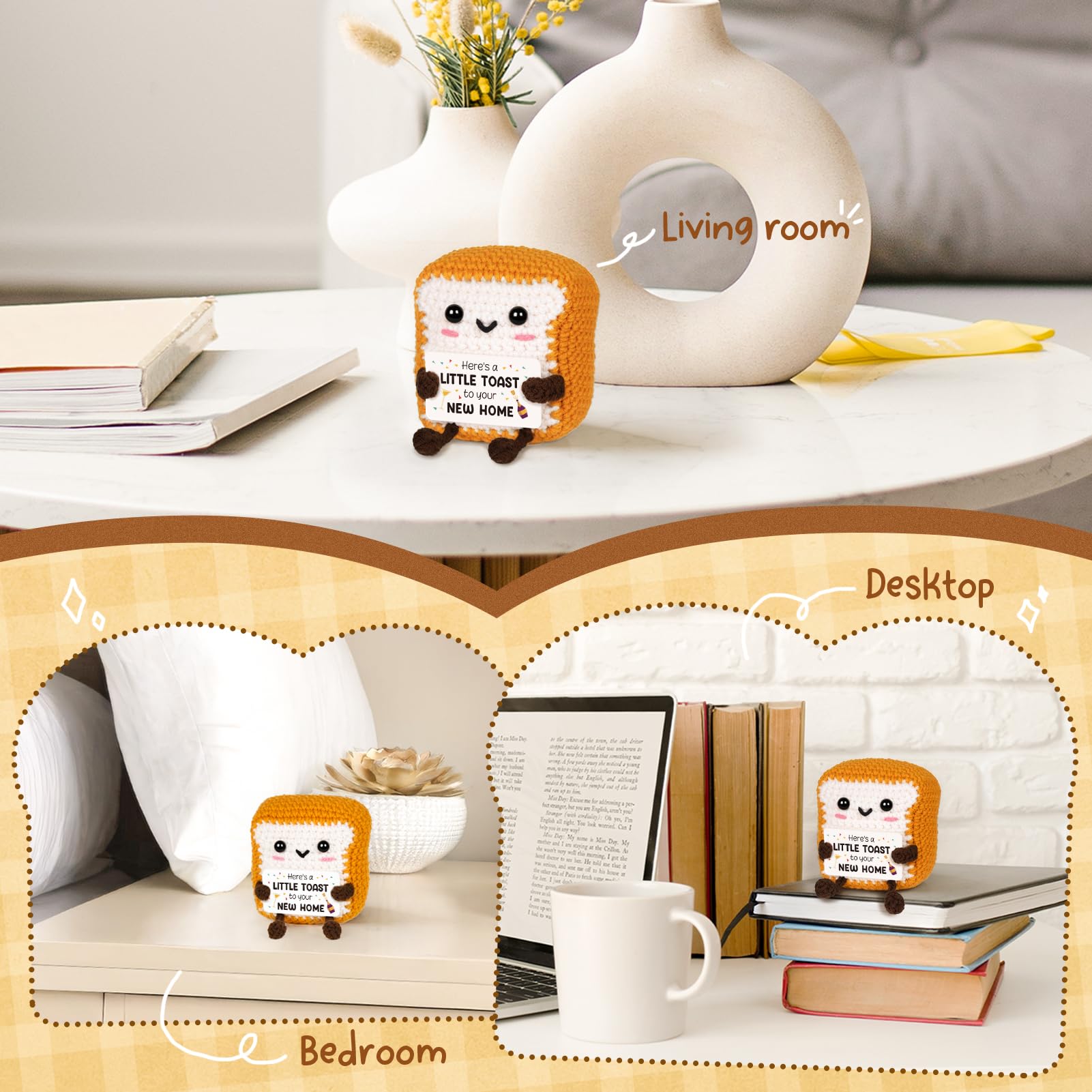 A Little Toast to Your New Home - Mini Handmade Crochet Toast, Funny Housewarming Gifts New Home New Apartment, House Warming Gifts New House for Women Men Friend