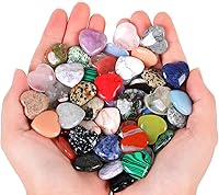 Vista 3 de QINJIEJIE 80 piezas de cristales en forma de corazón, piedras preciosas de amor naturales, cuarzo rosa, bolsillo a granel, cristal pulgar, piedra
