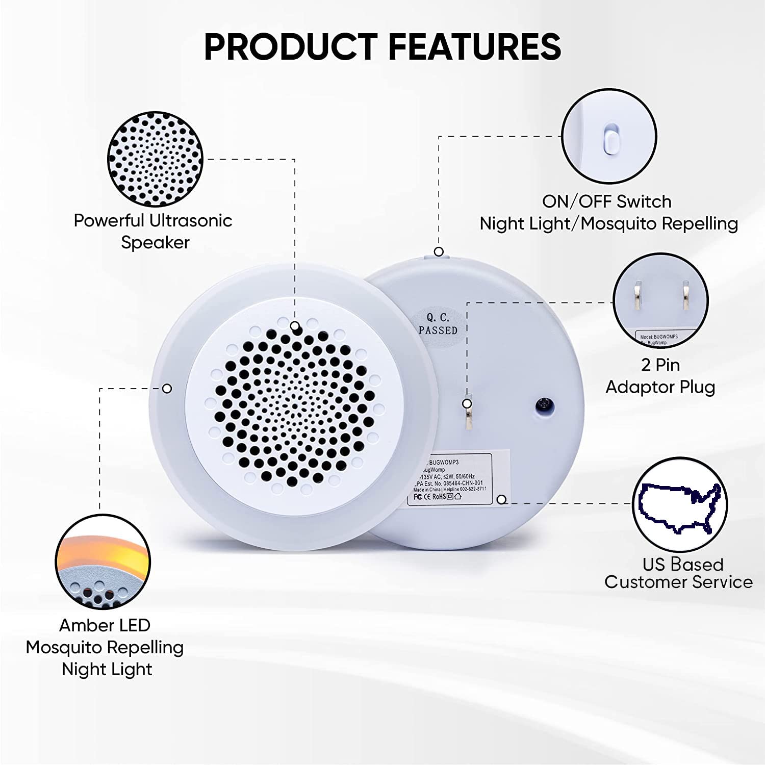 Repelente de plagas ultrasónico, repelente electrónico de ratones con sistema de control de ratas no tóxico, repelente de mosquitos en interiores, enchufe repelente de insectos para interiores