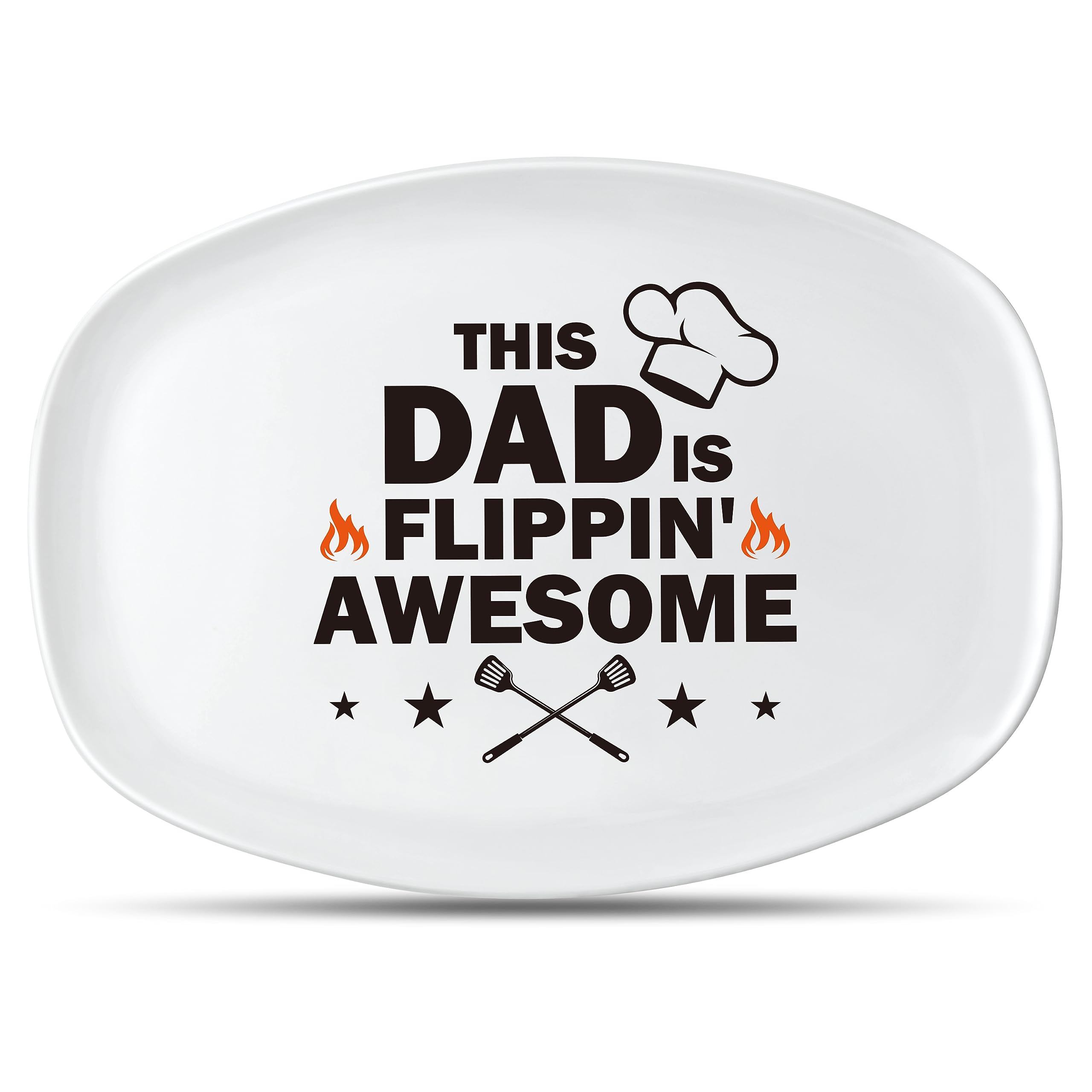 R HORSE Father Grill Platter Gift Dad BBQ Serving Tray Plate Dishes White Oval Serving Dishes Grandpa Daddy Christmas New Year Birthday Gift for Salads Desserts Charcuterie Outdoor Indoor Cooking