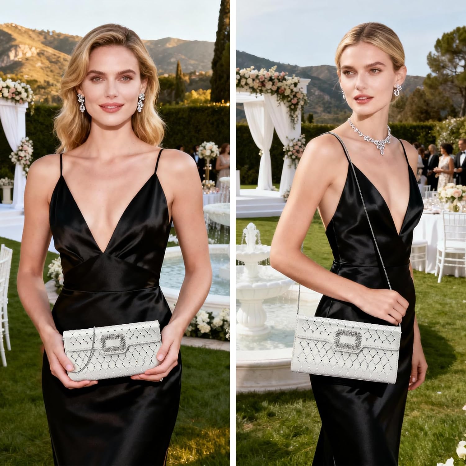 Rhinestones Evening Clutch Purses for Women Formal Dressy Handbag with Chain Strap for Weddings Cocktail Prom Party - Image 2