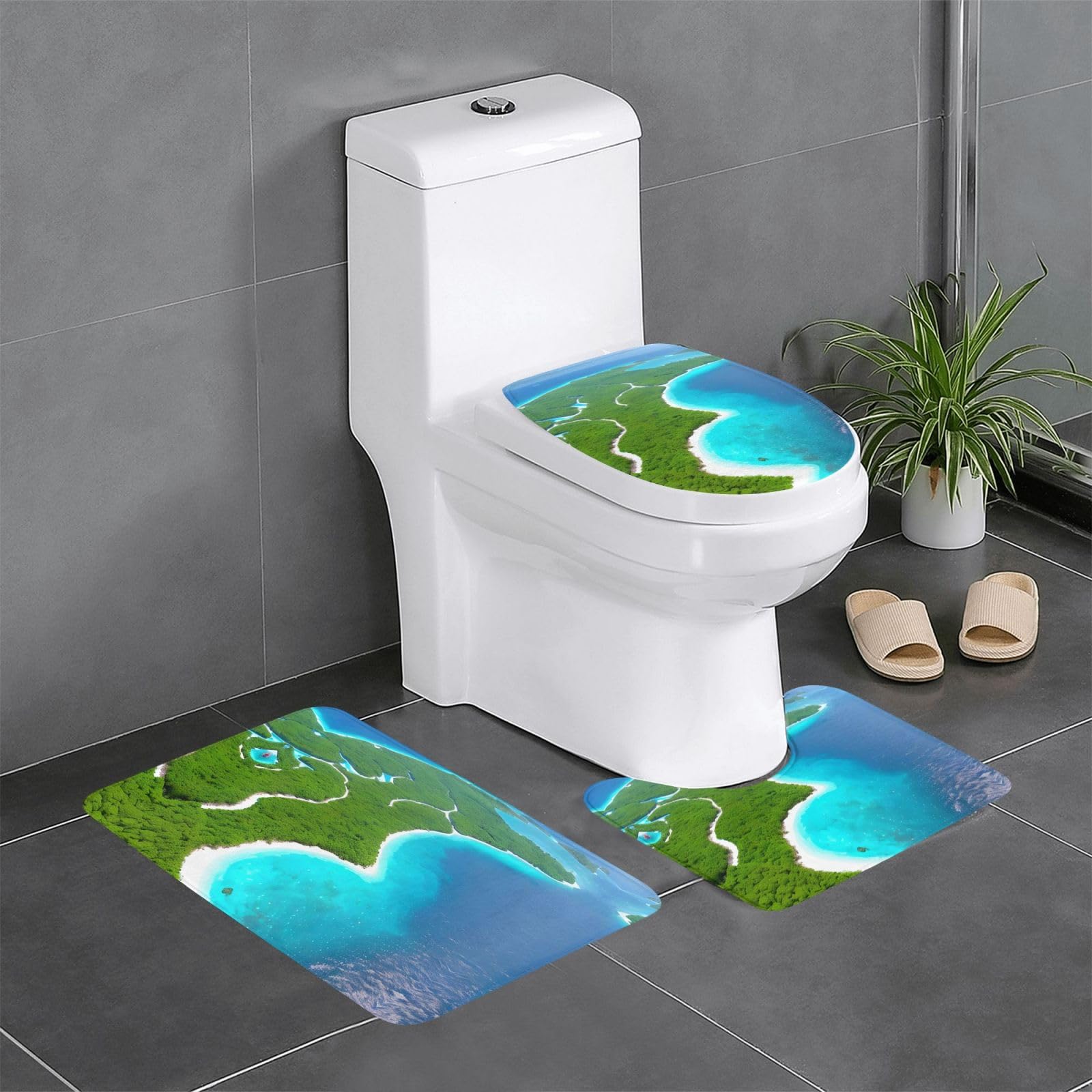 Tapis de salle de bain lot de 3 absorbants et antidérapants pour douche et WC