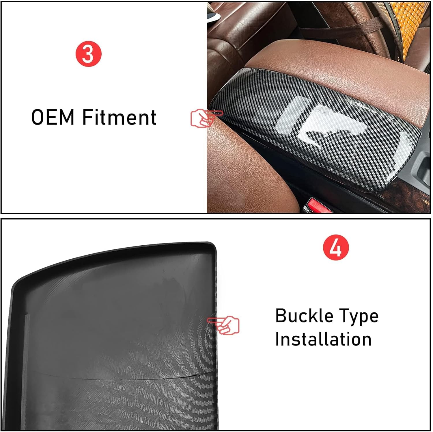 TTCR-II Compatible with BMW X5 Console Cover 2007-2013, for BMW X6 Center Console Cover 2008-2014, 2 PCs Center Armrest Protectors for X5 E70 and X6 E71 (Buckle Type, Not Real Carbon Fiber)