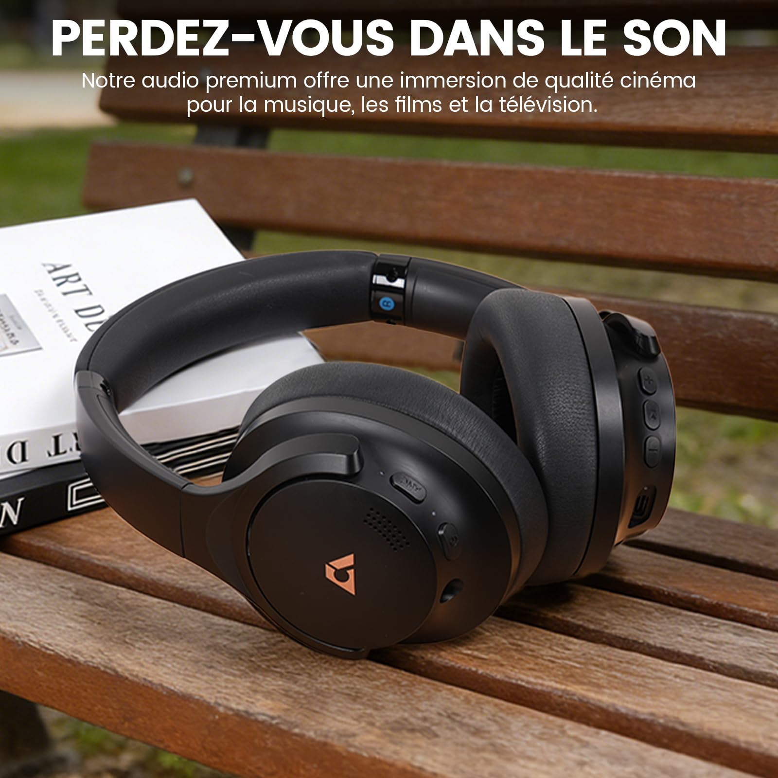 1Mii Y8+ Casque Bluetooth 6.0 sans Fil Anti Bruit, Réduction de Bruit Active Hybride, Son 100H d'Autonomie, LDAC Hi-Res Audio, Bass Boost, EQ Personnalisé Via App, Confortable Over-Ear - Noir