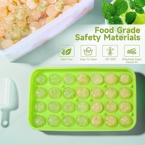 Miniatura 4 de Bandeja para cubitos de hielo, bandeja de silicona para bolas de hielo, molde redondo pequeño verde para cócteles, jugo, whisky, congelador, Keep
