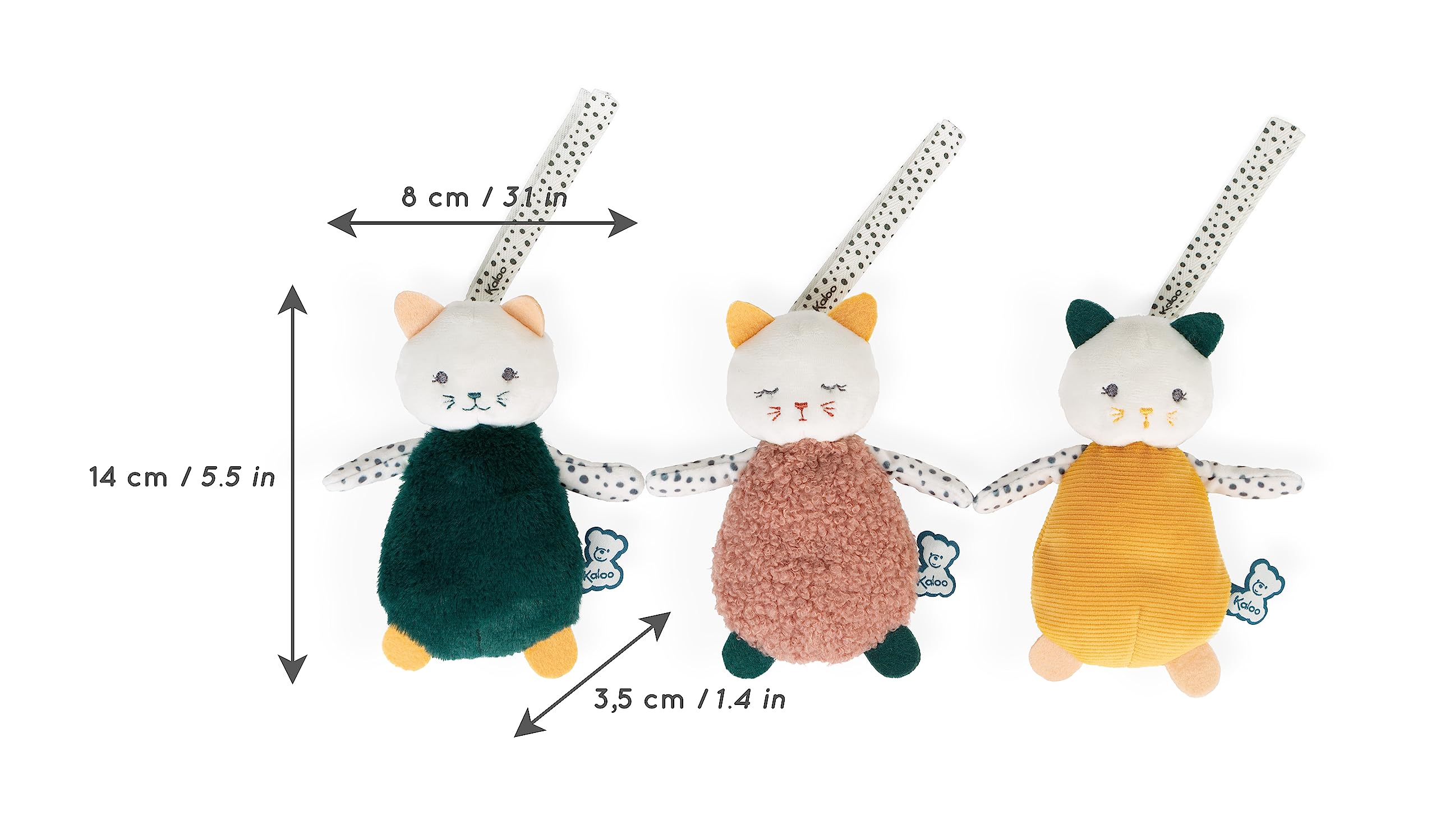 KALOO - Stimuli - I Miei Gattini da Accarezzare - Set di 3 Doudou Multisensoriali per Neonati - Giocattolo Sensoriale Abilità Motorie e Manipolazione - 14 cm - dalla Nascita, K971600