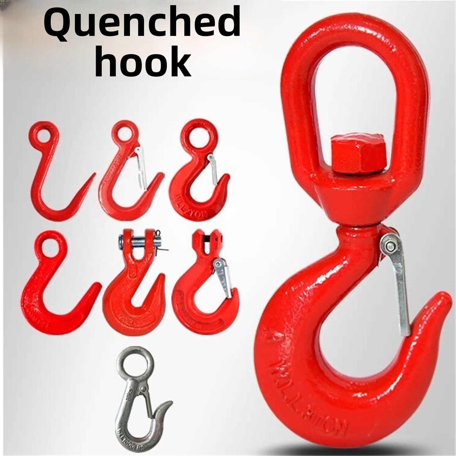 Gancho de elevación de grúa con pestillo, gancho de ojo giratorio, gancho de elevación giratorio de alta resistencia, ganchos de cadena de seguridad for transporte(C 15T)