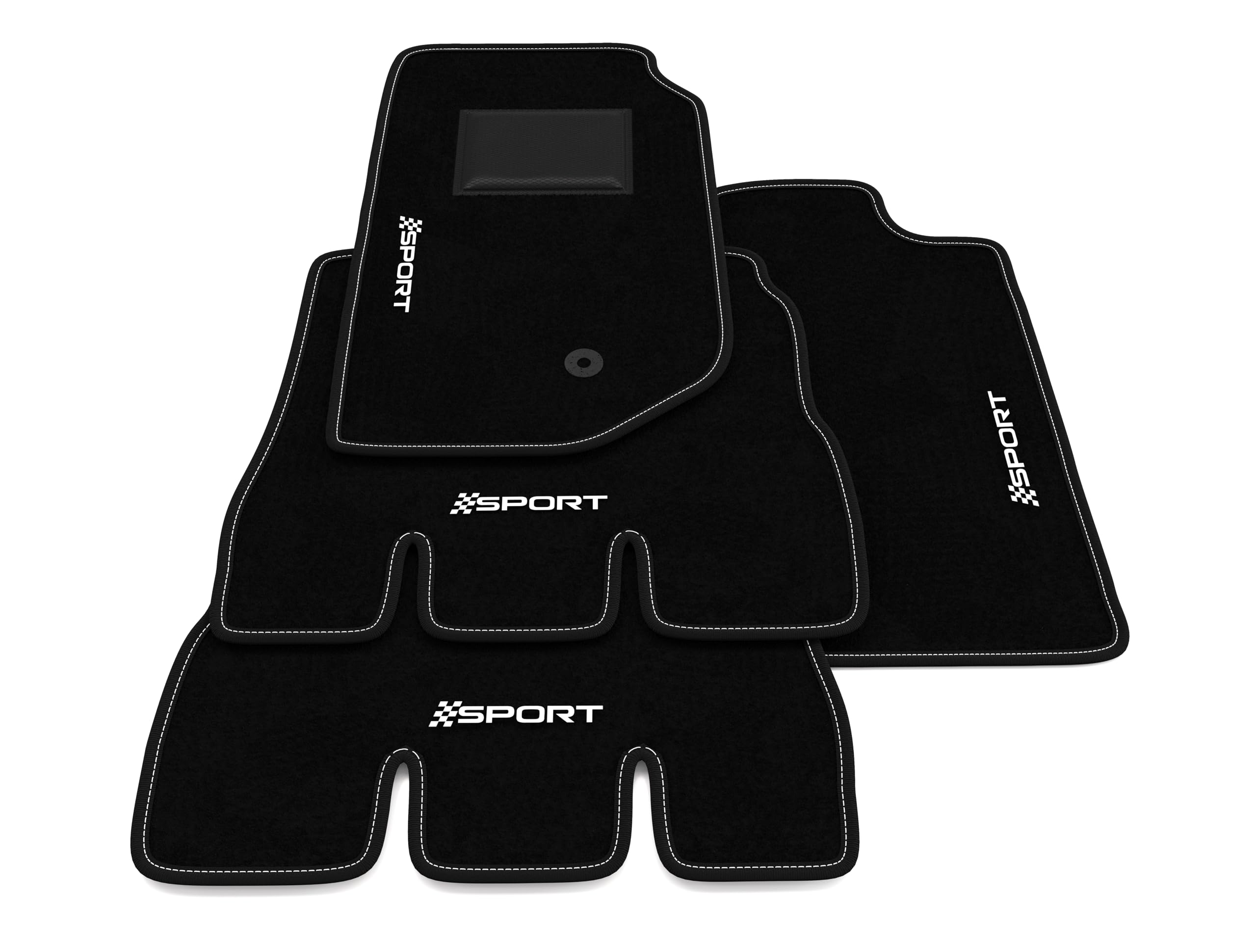 Tappetini Auto Per Jeep Wrangler JK 5 Porte (2007-2018) - Set 4 Pezzi In Moquette, Bandiera Italia Ricamata, Fondo Antiscivolo - Made In Italy