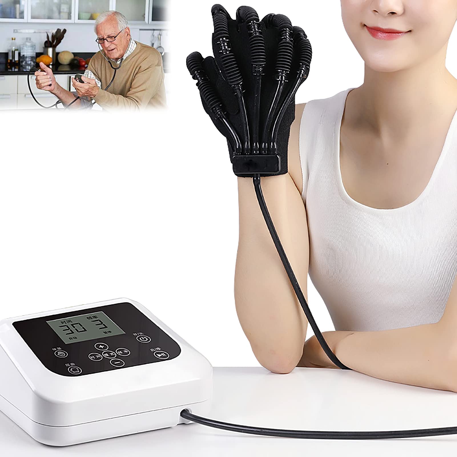 Guantes de Robot de rehabilitación Inteligente Órtesis para Dedos Trazo Férula de Mano Aumentar el Tono Muscular Minimizar la espasticidad (Izquierda L)