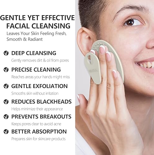 Miniatura 2 de Cepillo facial de silicona, 2 unidades, cepillo de limpieza facial manual, exfoliante facial suave para pieles sensibles, cepillo facial exfoliante