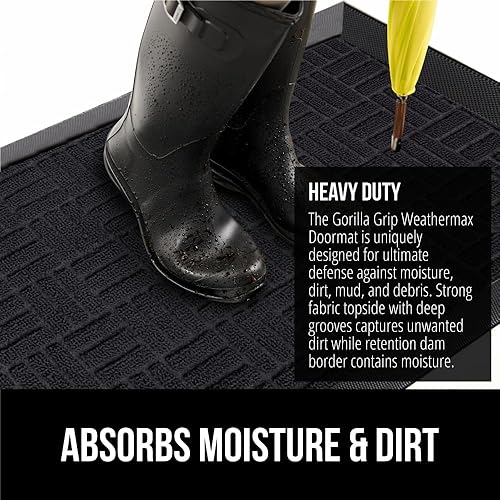 Miniatura 4 de Gorilla Grip WeatherMax - Tapete para todas las estaciones, 47 x 35 pulgadas, goma natural duradera, resistente a manchas y decoloración, perfil