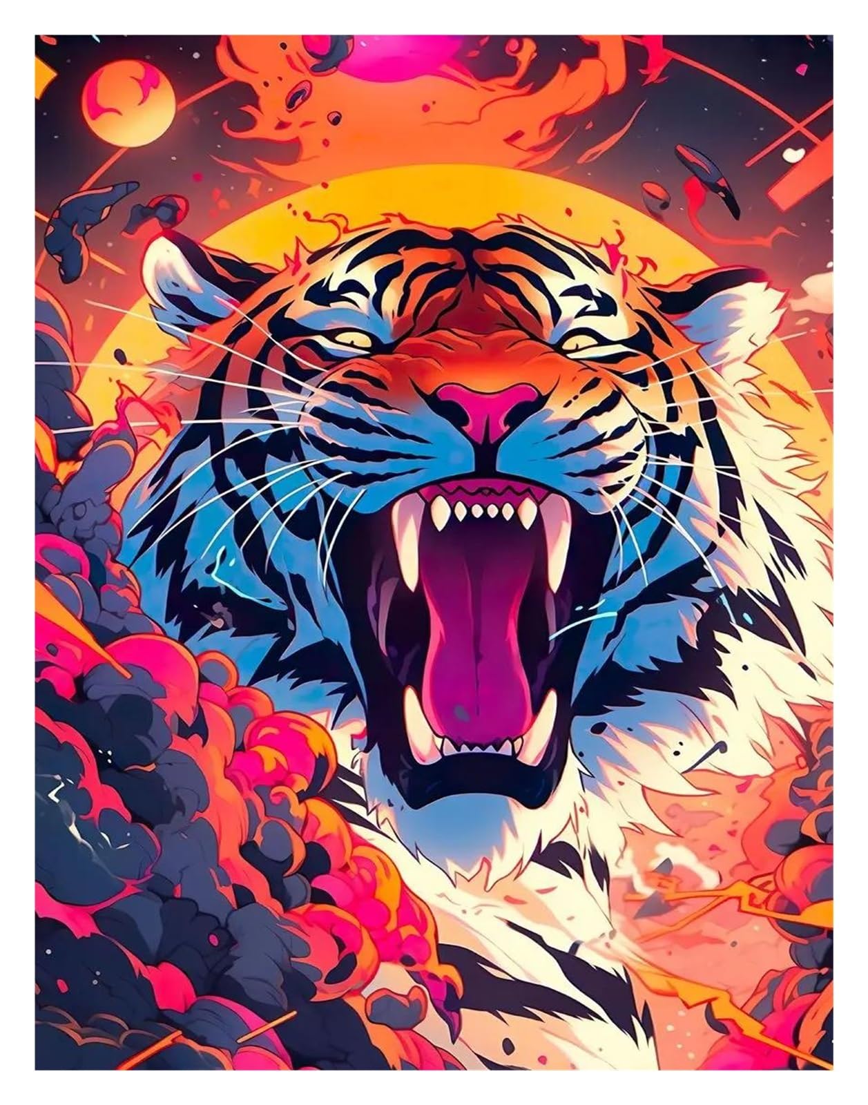 Tableau d'art mural moderne tigre féroce pour sublimer le salon