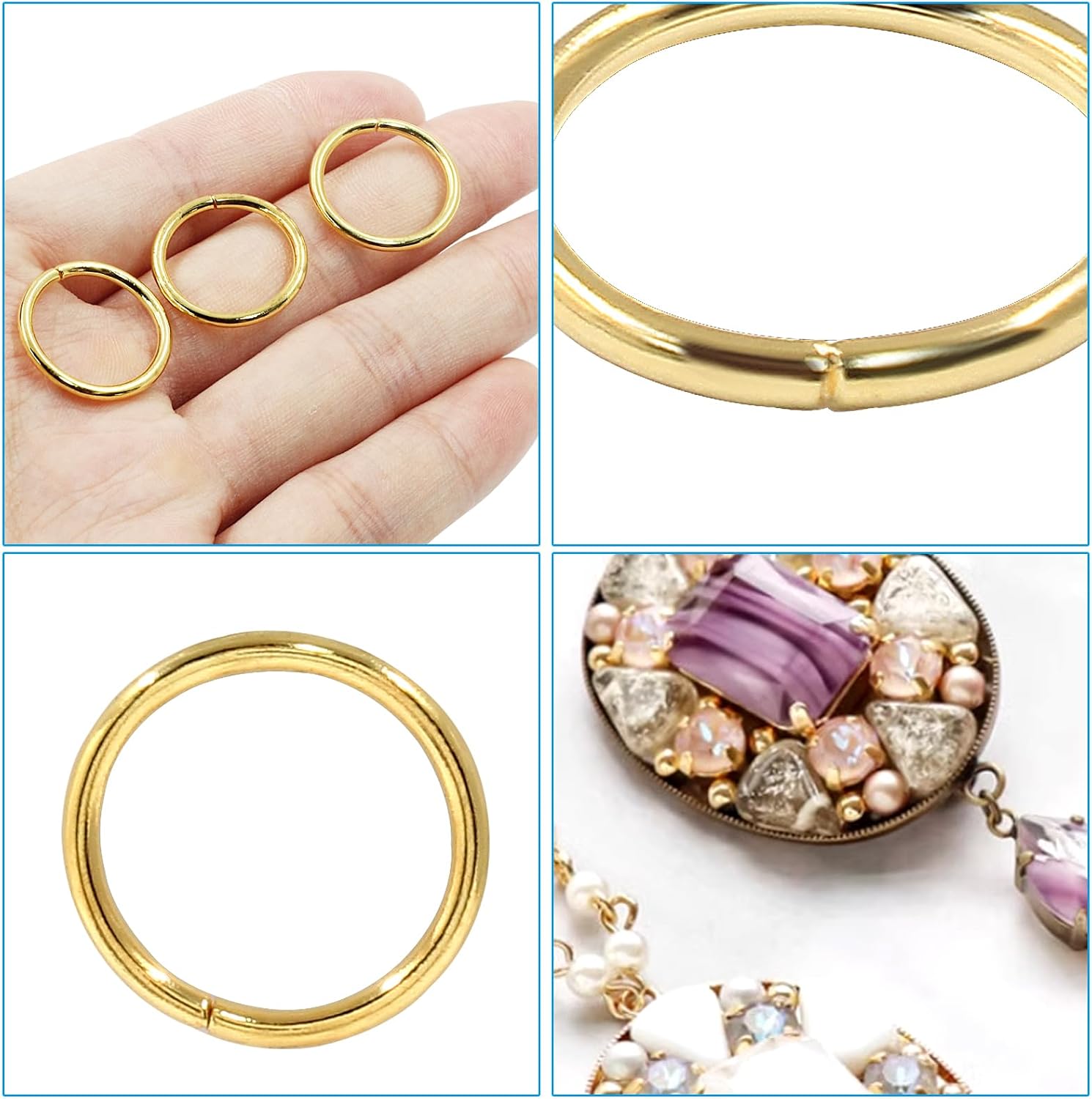 Litoexpe 20mm Open Jump Rings 150 Pcs with a Box, 2mm Thickness Rings Connectors for Necklace Bracelet Jewelry Making (Gold)