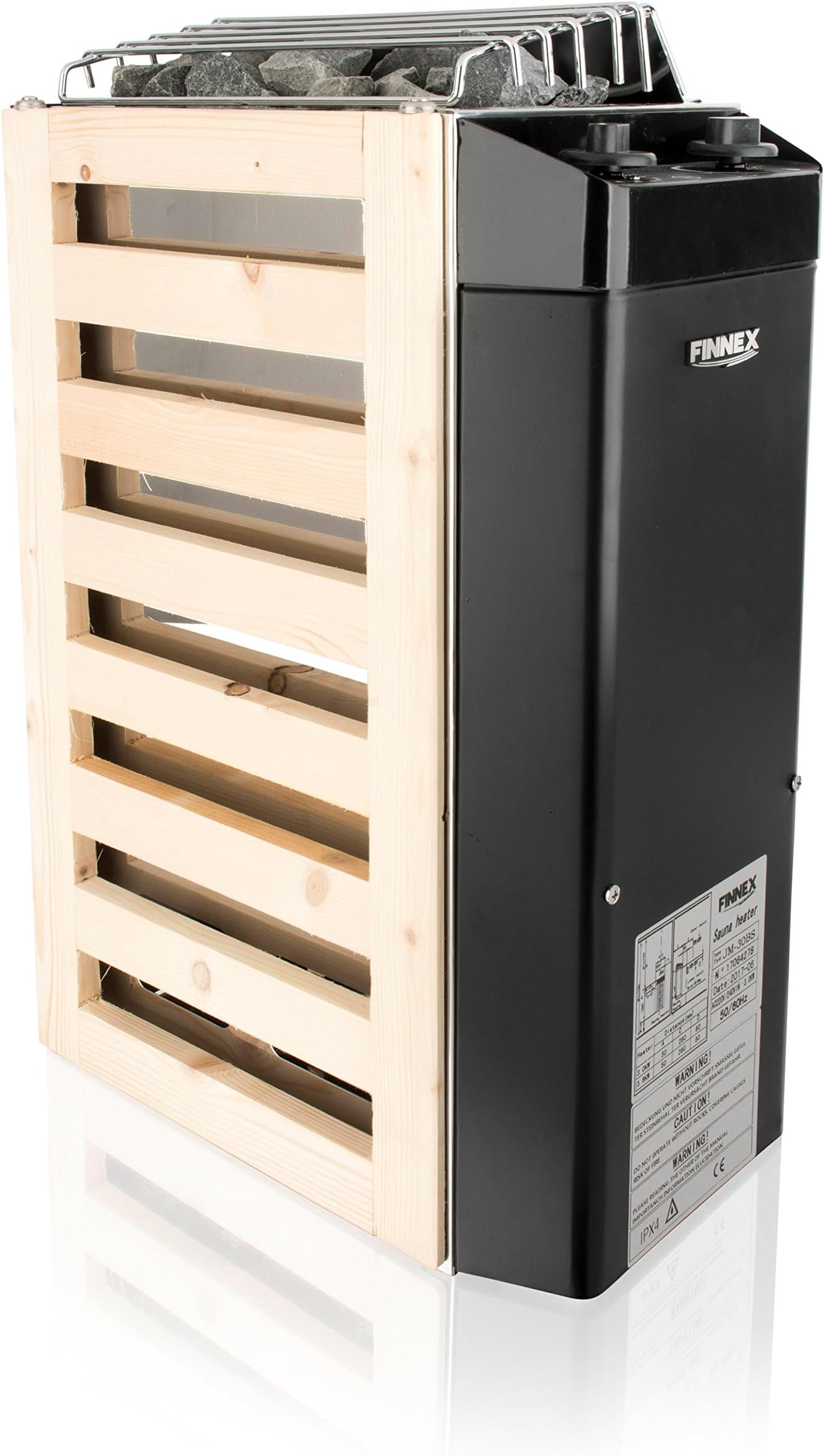 Finnex Compact Sauna Heater 3kW Space Saving Small Saunas with Rocks and Integrated Control