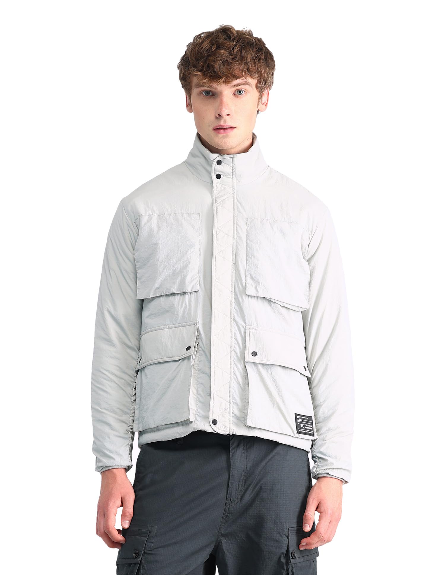 Relaxed Fit Solid Padded Jacket-image-17
