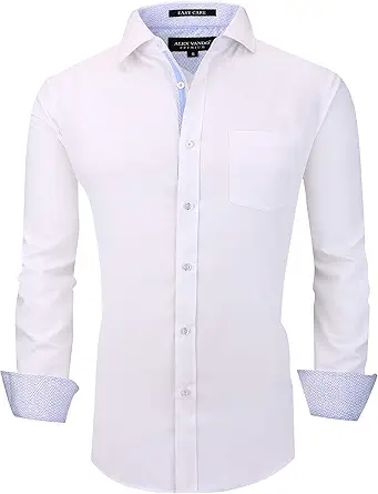 Alex Vando Mens Bamboo Dress Shirts Wrinkle Free Regular Fit Stretch Button Down Shirt