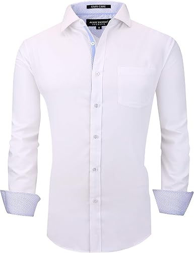 Alex Vando Mens Bamboo Dress Shirts Wrinkle Free Regular Fit Stretch Button Down Shirt
