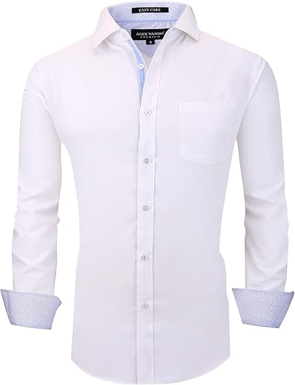 Alex Vando Mens Bamboo Dress Shirts Wrinkle Free Regular Fit Stretch Button Down Shirt