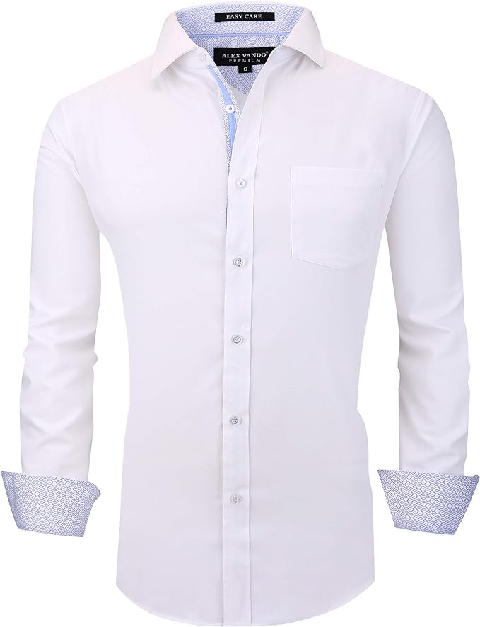 Alex Vando Mens Bamboo Dress Shirts Wrinkle Free Regular Fit Stretch Button Down Shirt