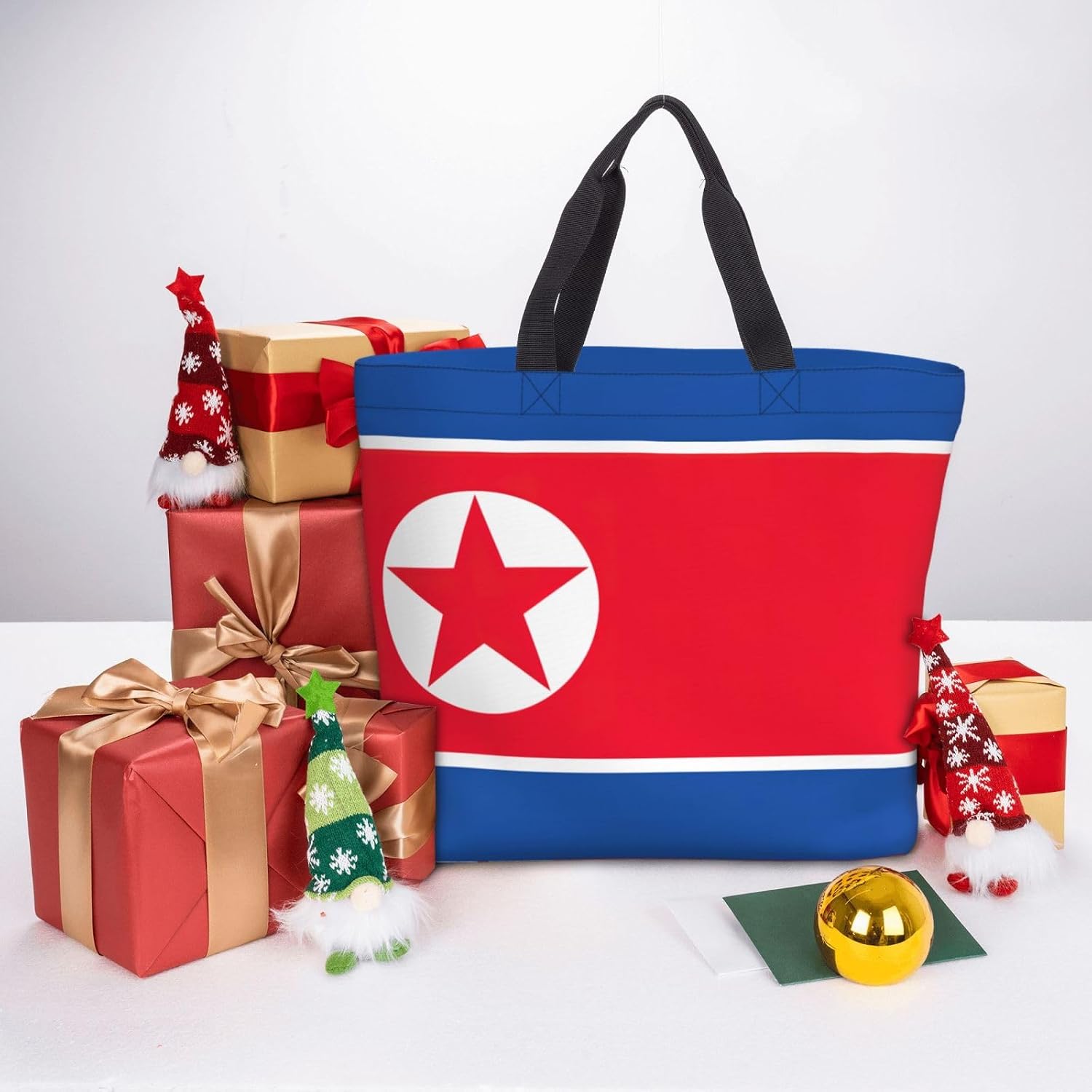 Korean Flag Print Eco-Friendly Tote Lightweight Grocery Bag Daily Commuting Travel Beach Gym Use