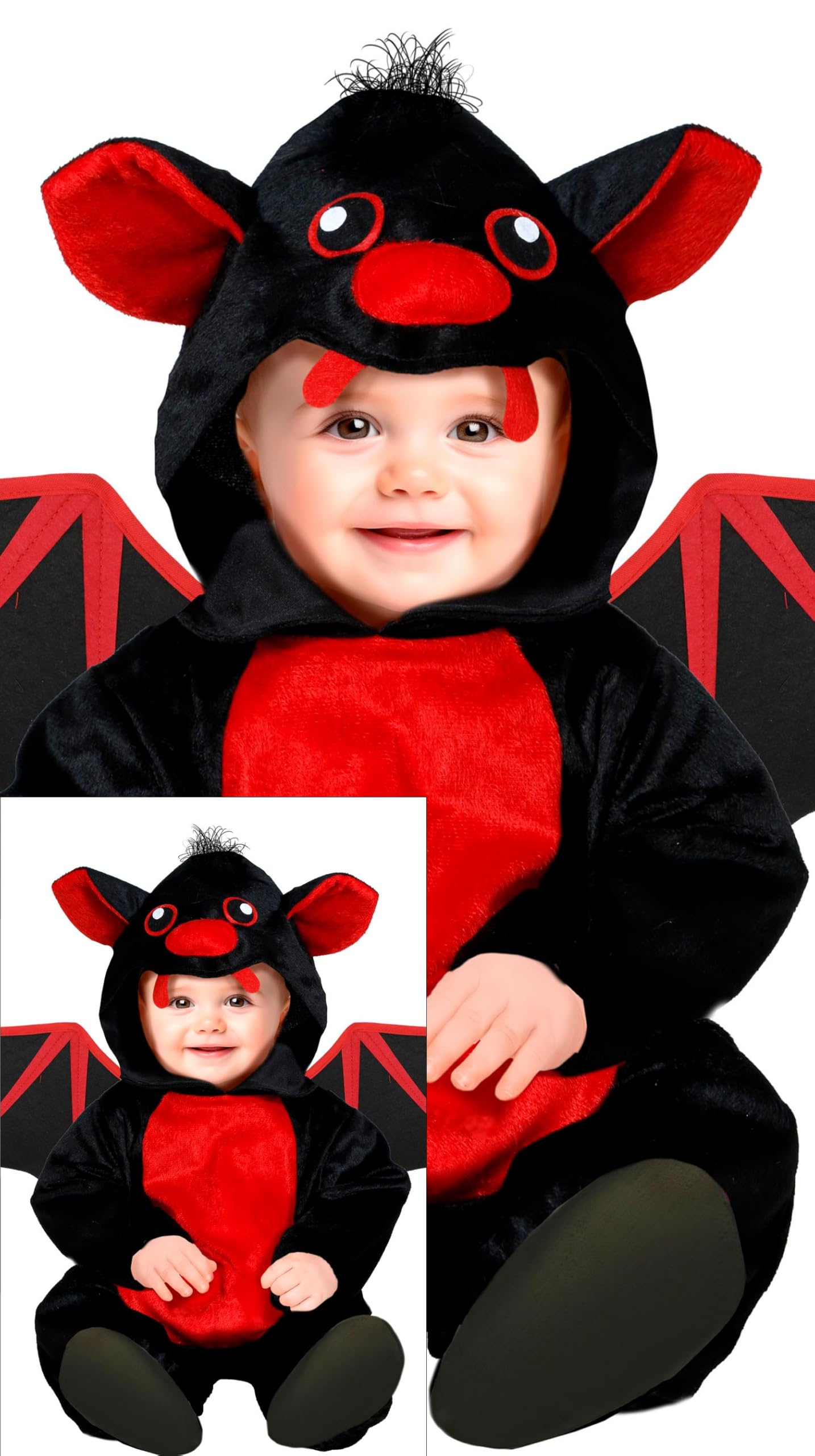 FIESTAS GUIRCA Red Bat Baby Fancy Dress Costume - Cute Vampire Bat Toddler Costume - Baby Boys Age 12-18 Months