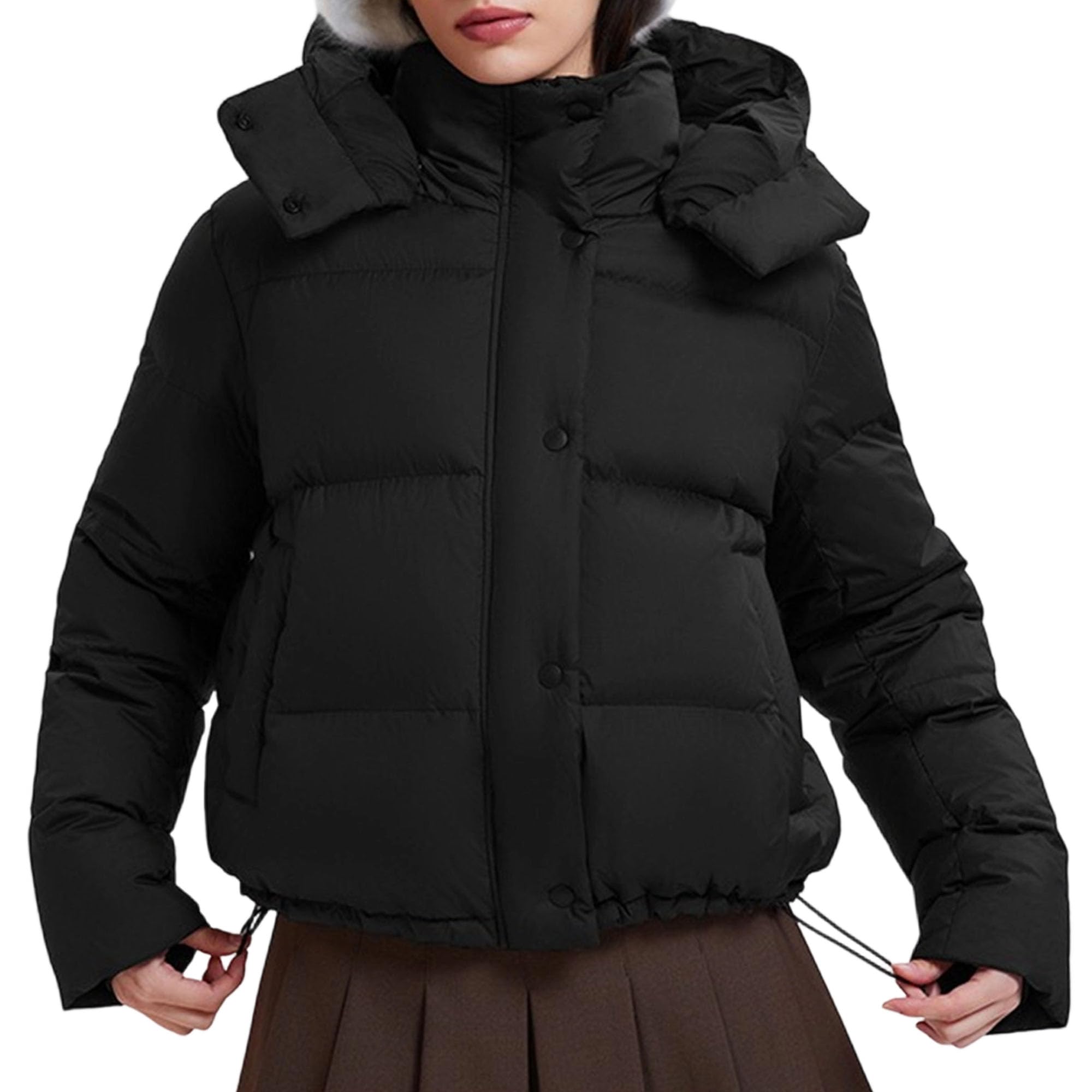 Giacca imbottita corta da donna, cappotto invernale leggero con