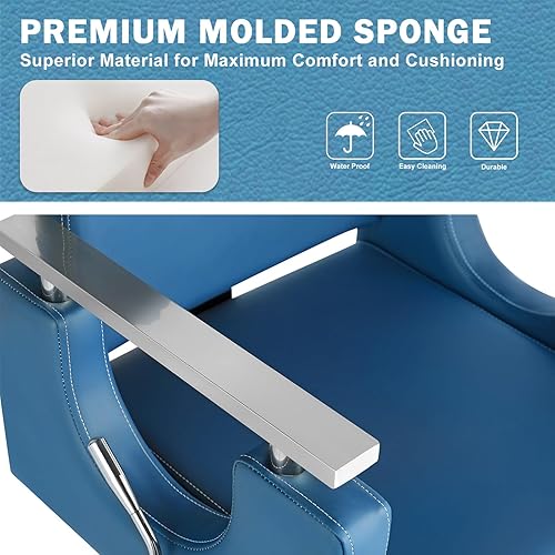 Miniatura 95 de Silla de peluquería resistente, silla reclinable giratoria de 360° para estilista, silla de peluquería hidráulica ajustable en altura con reposapiés