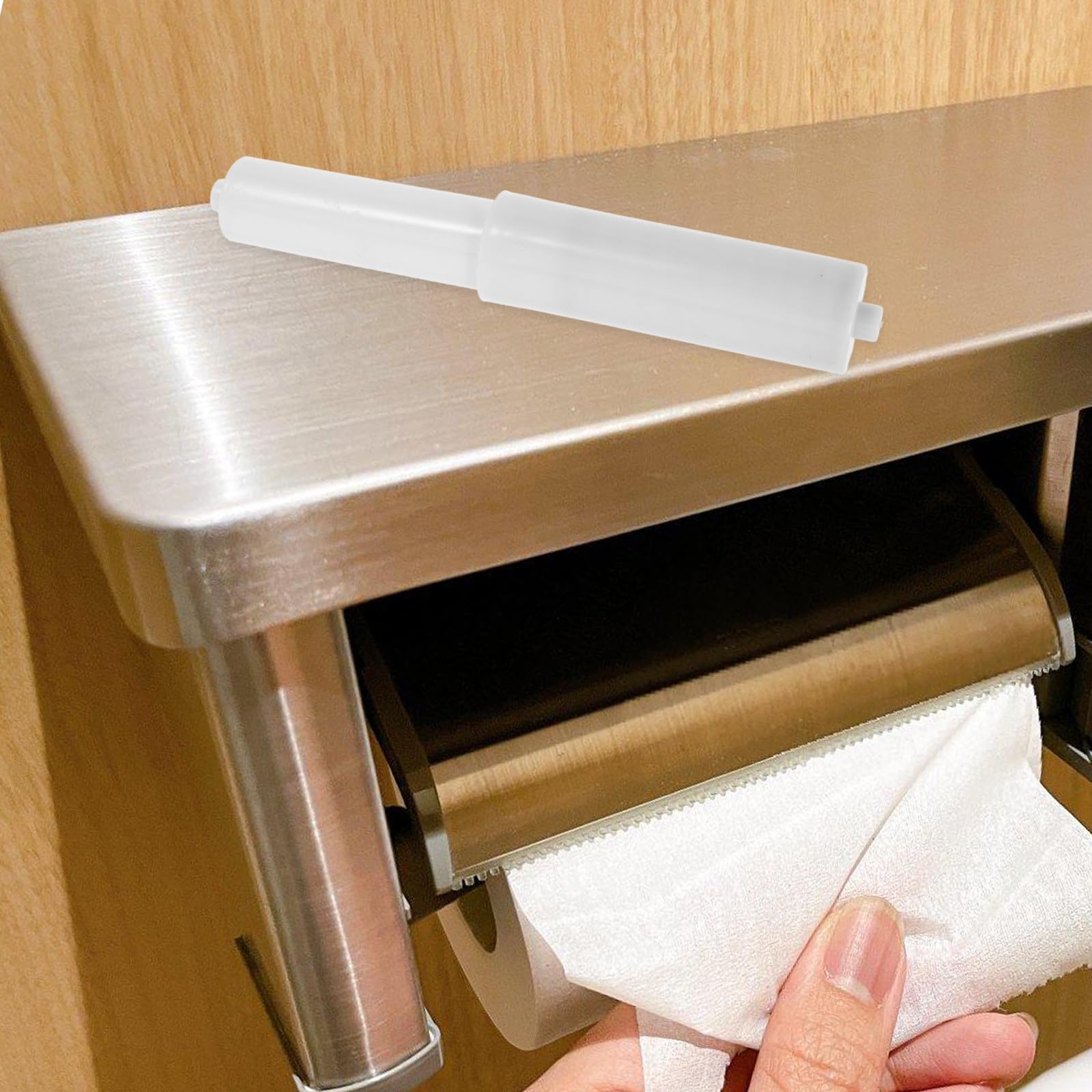 Hohopeti Porta Carta Igienica in Plastica Abs Regolabile Asta Telescopica Antiscivolo Compatibile per Bagno e Cucina, Supporto Portarotolo Pratico per Carta Igienica e Fazzoletti