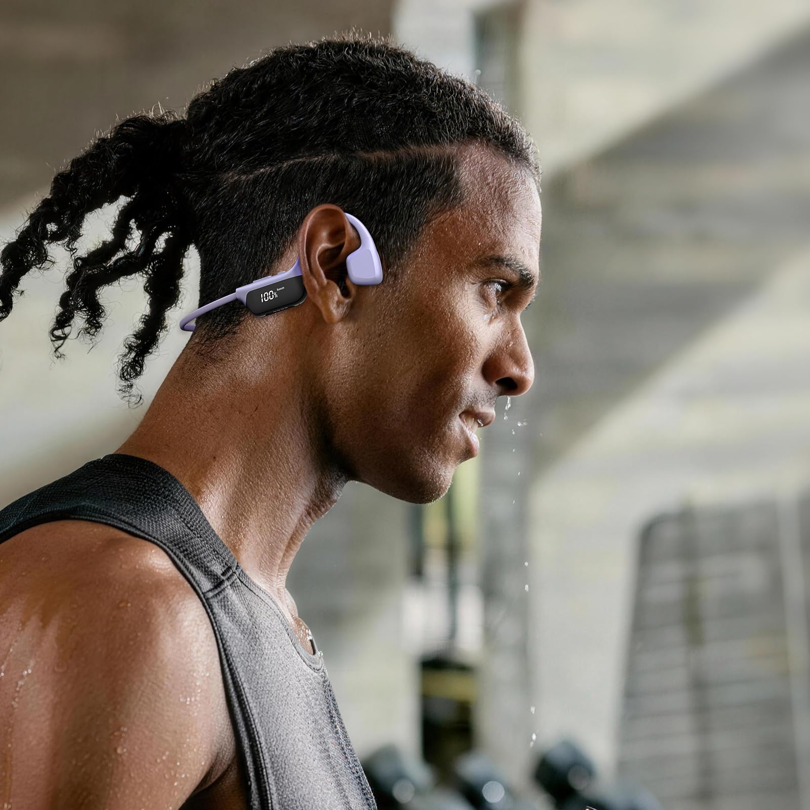 Bone Beat Run Digital Cuffie Conduzione Ossea Wireless Auricolari Conduzione Aperte Oreille Auricolari Sportive Bluetooth Impermeabili con Batteria 9 Ore BT6 Corsa Palestra Outdoor - Viola