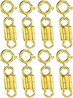 Vista 13 de Clysoru Broches y cierres para collares, cuentas de oro y plata de 14 quilates, extensor de cadena, collares y pulseras con bloqueo de seguridad